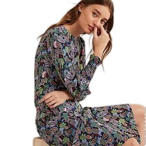 BODEN Floral Smocked Cuff Midi Dress Sz 8R